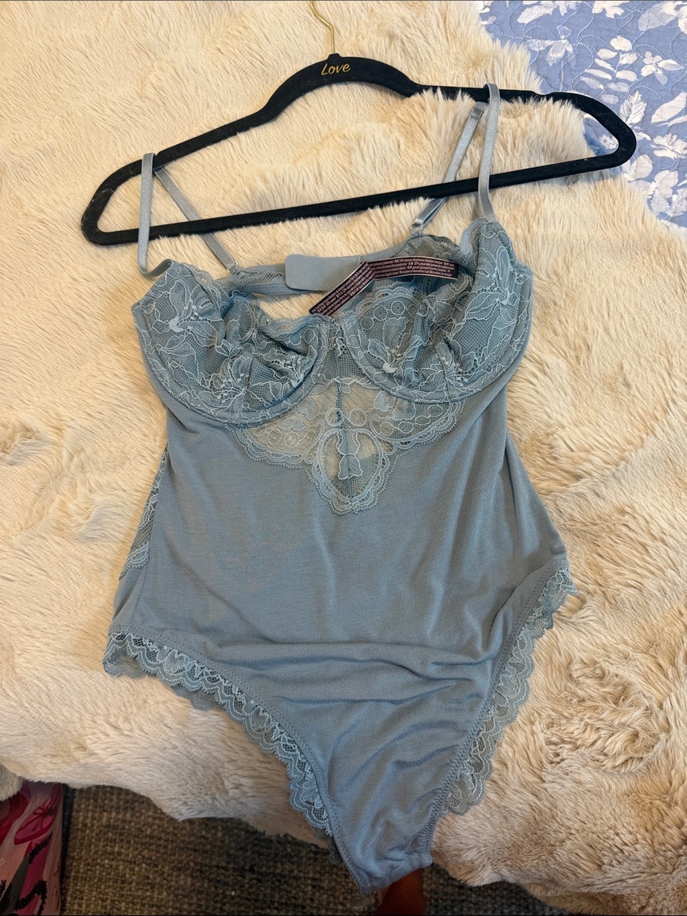 Victoria's Secret Light Blue Lace Bodysuit